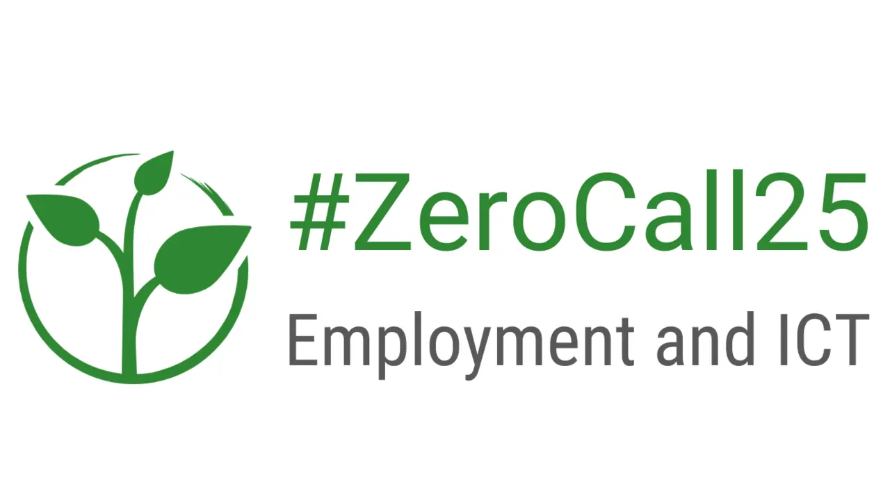 Text reading #ZeroCall25, Employment and ICT; next to the Zero Project logo and claim "For a world with zero barriers"
