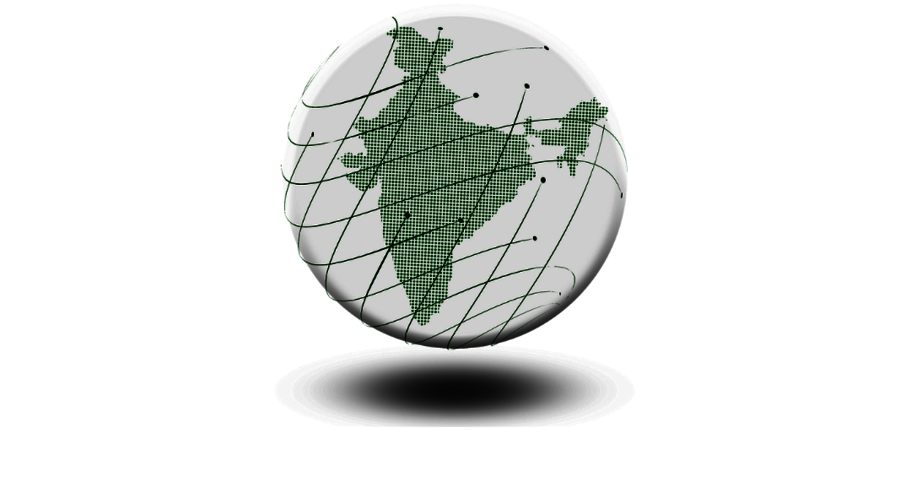 Globe with the shape of india highlighted in green