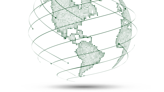 A globe showing the Americas; with lines connecting dots across the globe