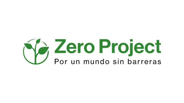 A version of the Zero Project logo with the Spanish claim "Por un mundo sin barrieras"