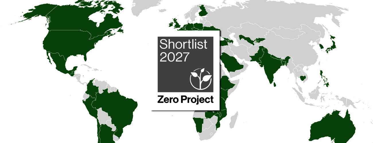 A world map where countries with shortlisted solutions are highlighted. The Shortlist badge is positioned in the centre of the picture.