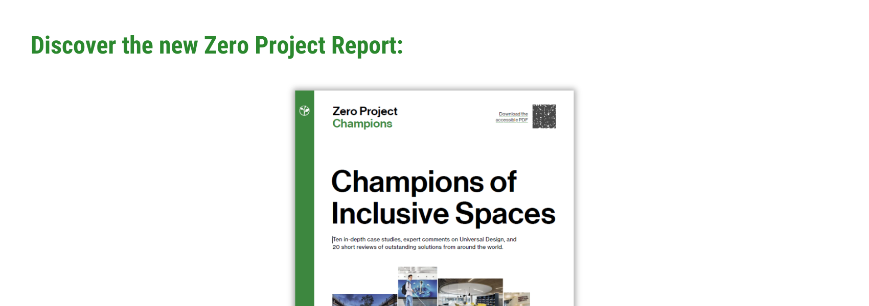 The publication cover is shown alongside the words "Discover the new Zero Project Report"
